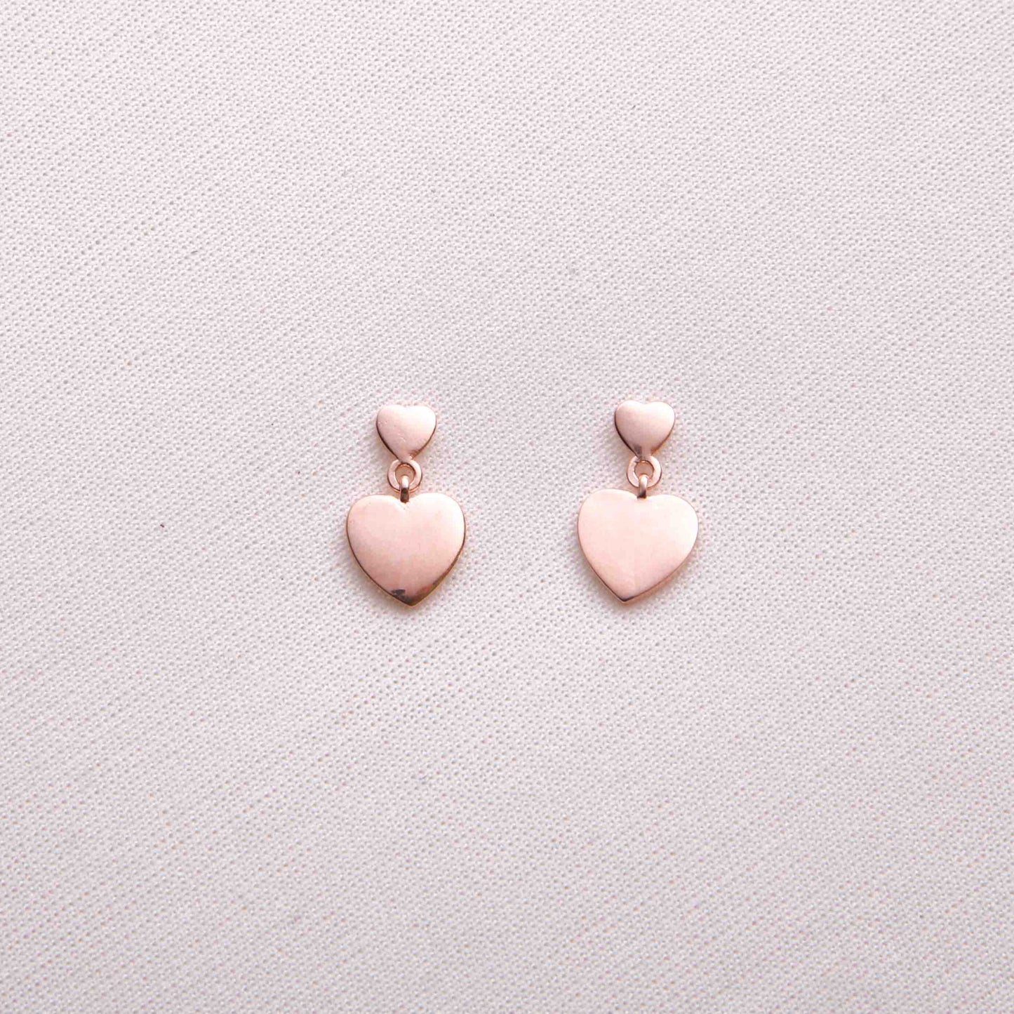 Heart Rose Gold Dangling Studs