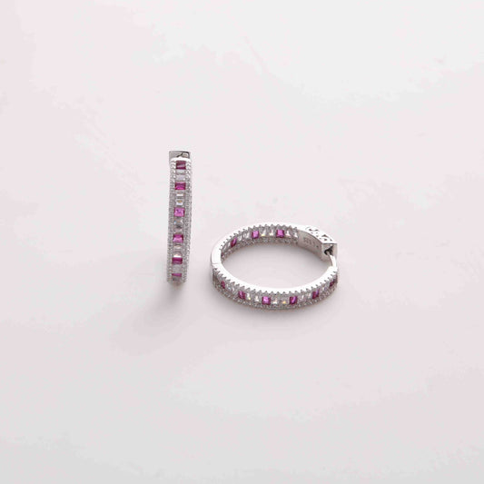 Pink Diamond Hoops