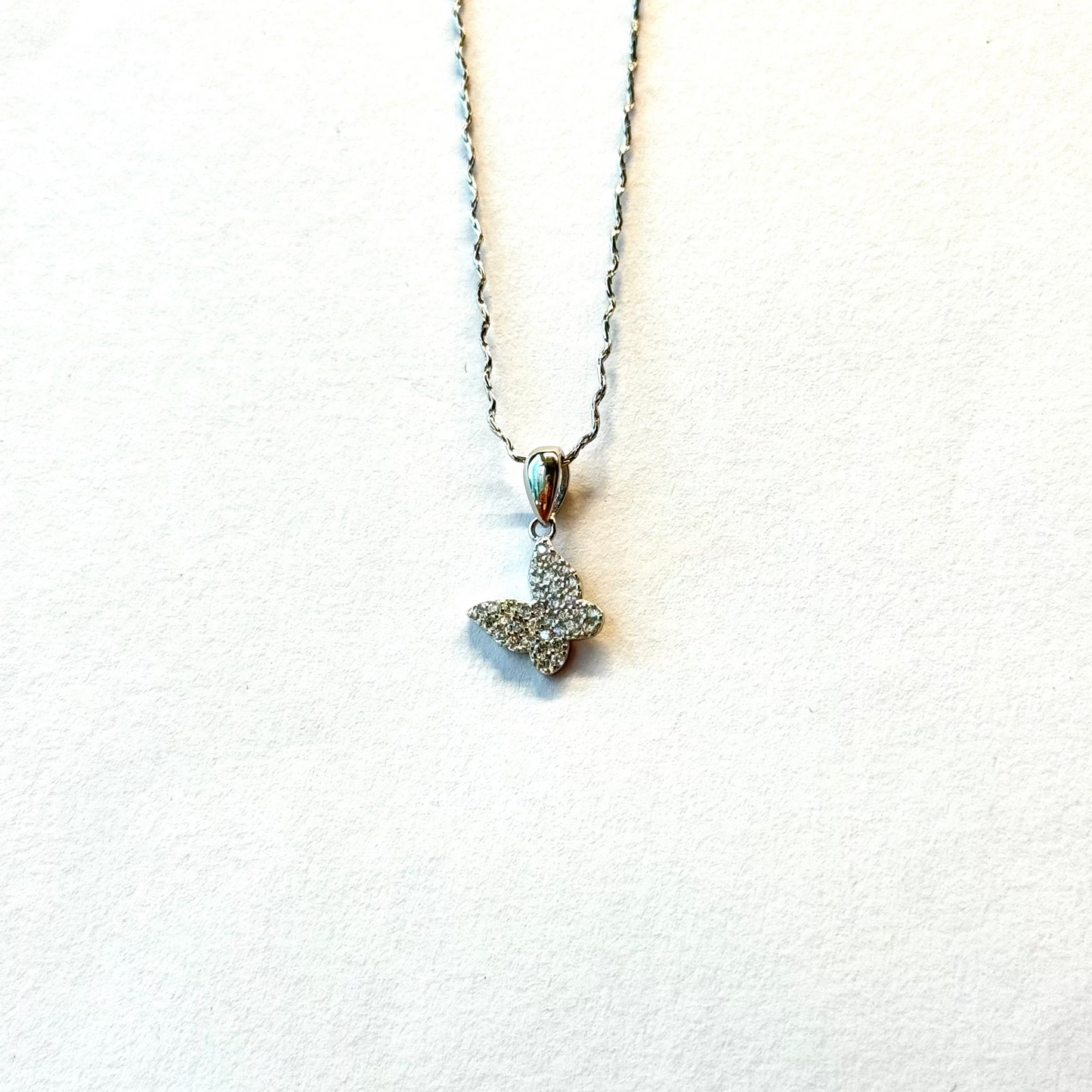Iced Butterfly Pendant Necklace