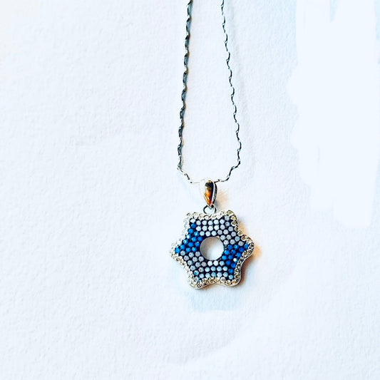 Floral hexagon Pendant Necklace