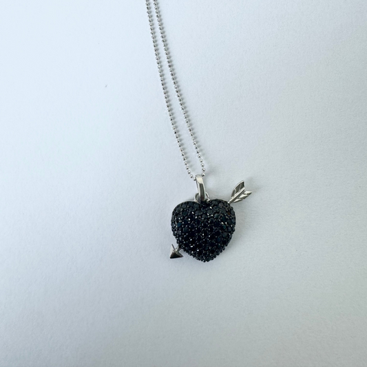 Black Iced Heart Pendant Necklace